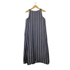 Clothes by Locker Room Navy White Striped Open Back Sleeveless Maxi Dress Sz S/M